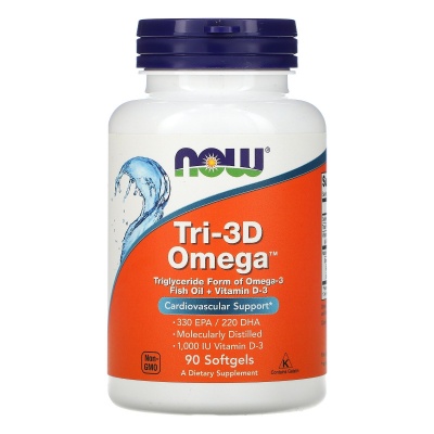  NOW Tri-3D Omega, EPA/330 DHA/220 + Vitamin D3 90 